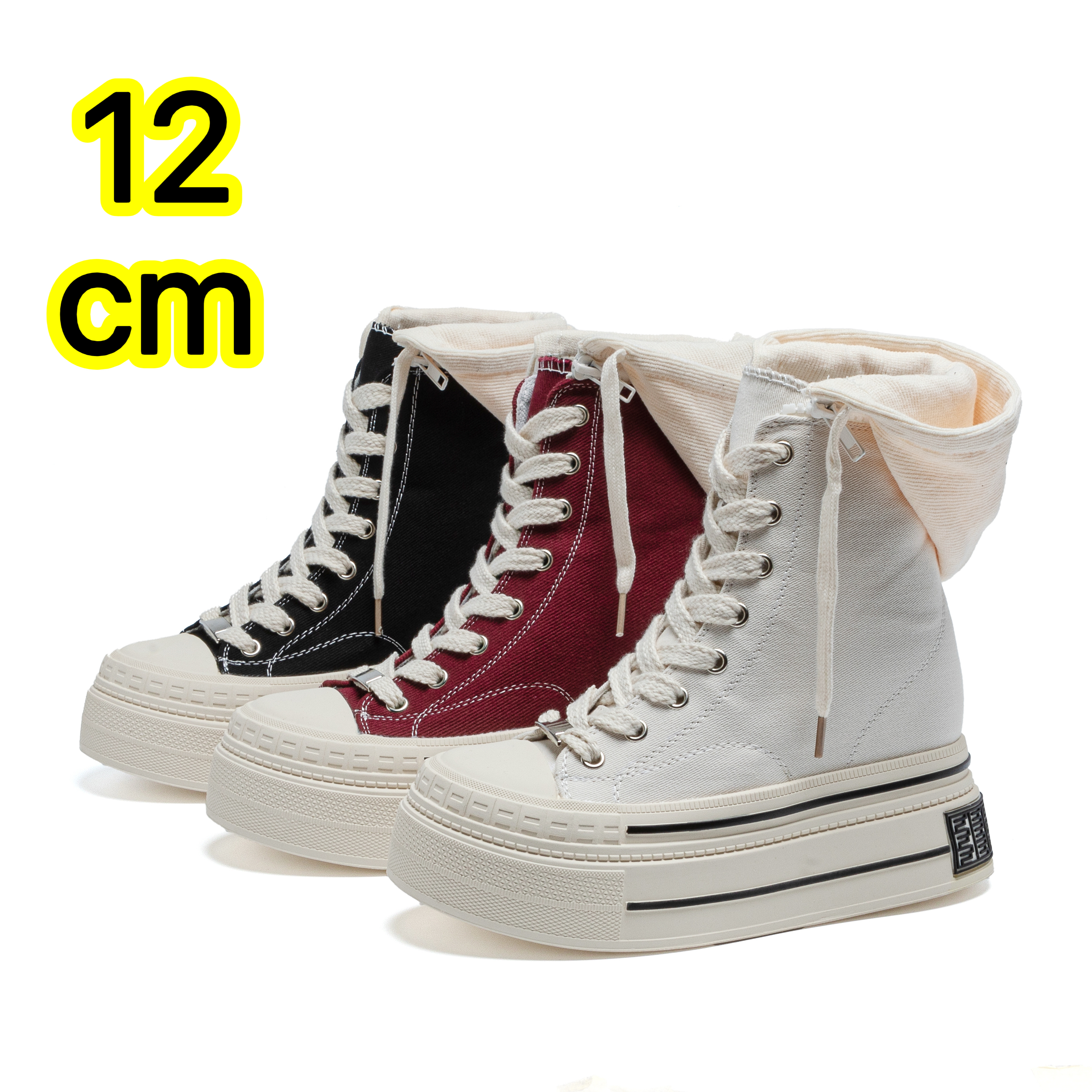 12cm厚底内增高帆布鞋隐形增高鞋