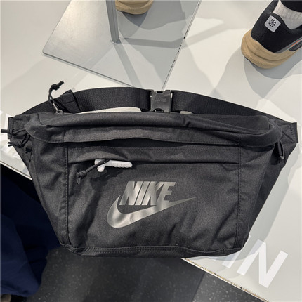 正品耐克 黑灰NIKE运动腰包大斜挎包男女包单肩包胸包 BA5751-010