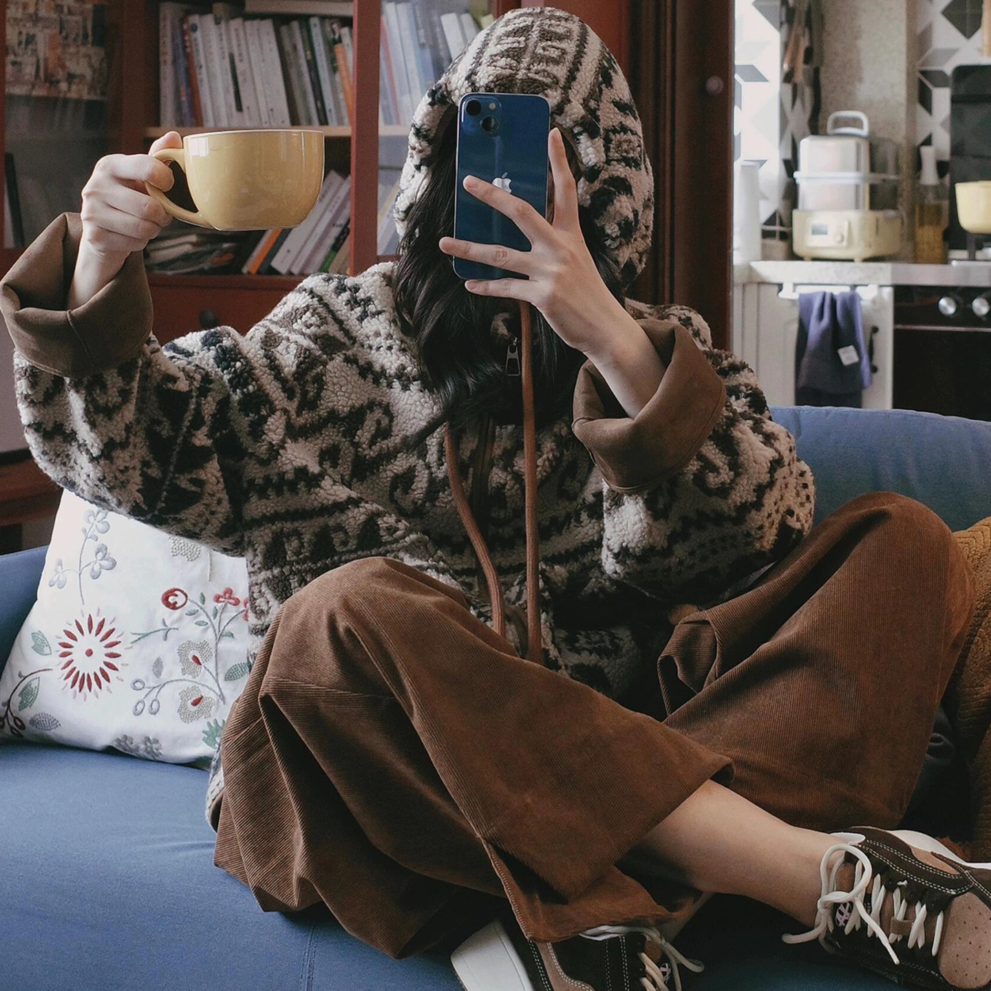 保暖毛毛外套秋冬季女款费尔岛摇粒绒羊羔毛皮毛一体韩系连帽休闲