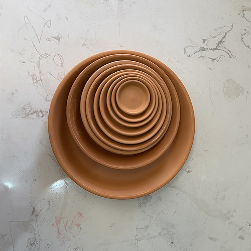 红陶花盆托盘红陶土接水盘圆形