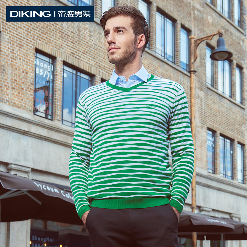 帝牌2016秋季新款男士薄款针织衫男v领商务休闲上衣男装614006