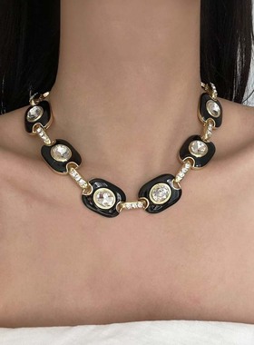 复古宫廷风金属滴油短款项链女