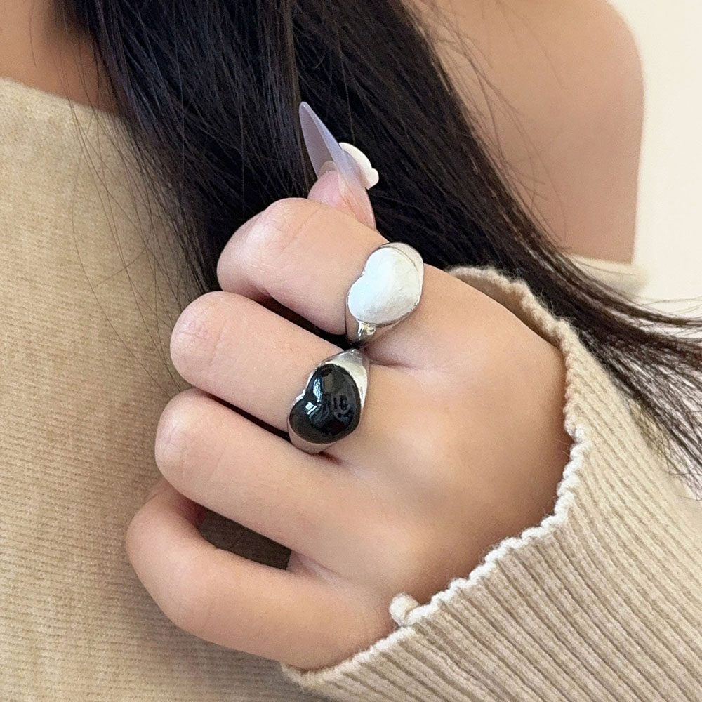 博主同款滴油爱心开口戒指女轻奢高级感小众设计食指戒ins风指环