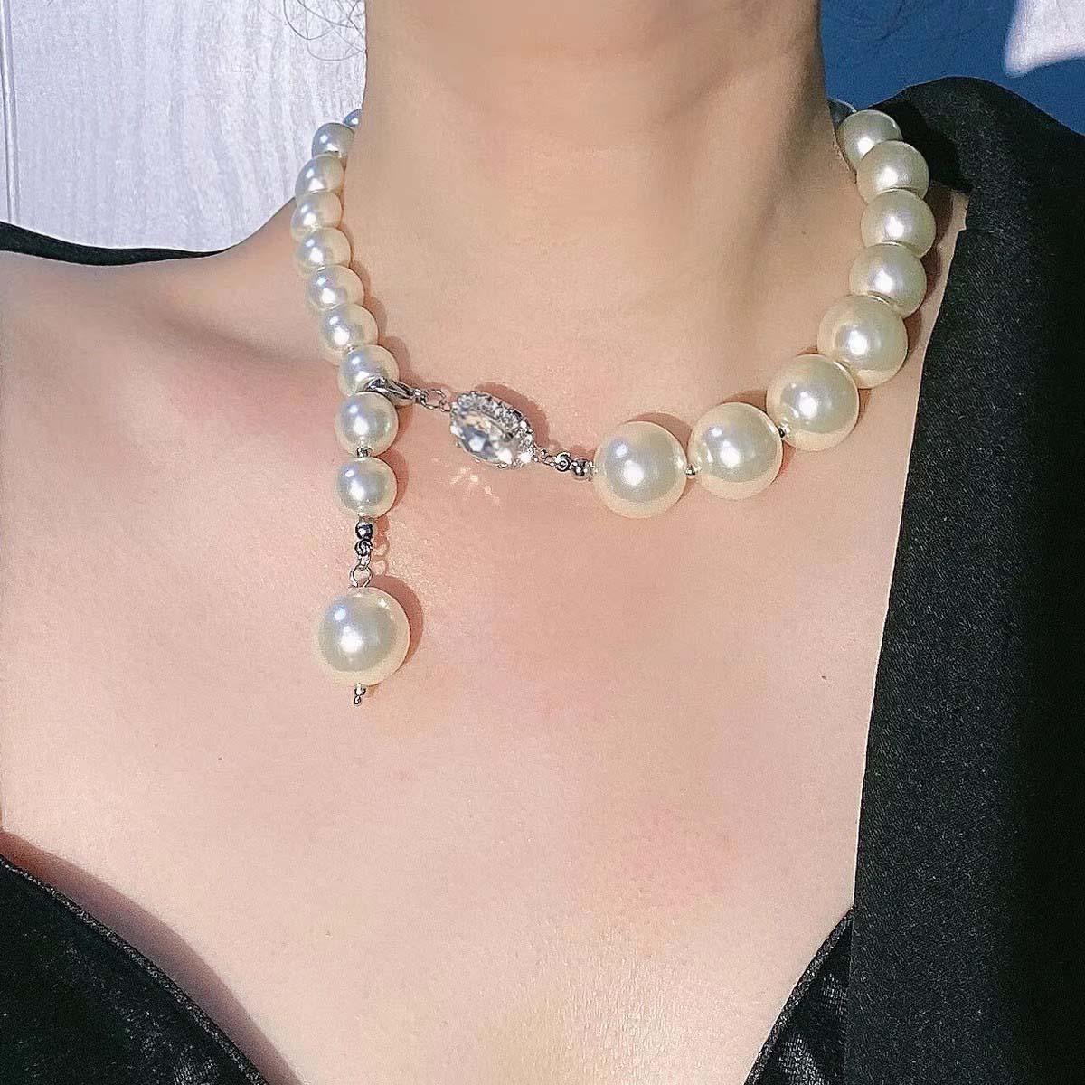 法式复古赫本风大小珍珠项链女