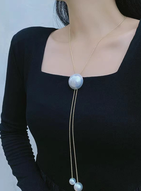 韩式大颗珍珠可调节蛇骨链项链女