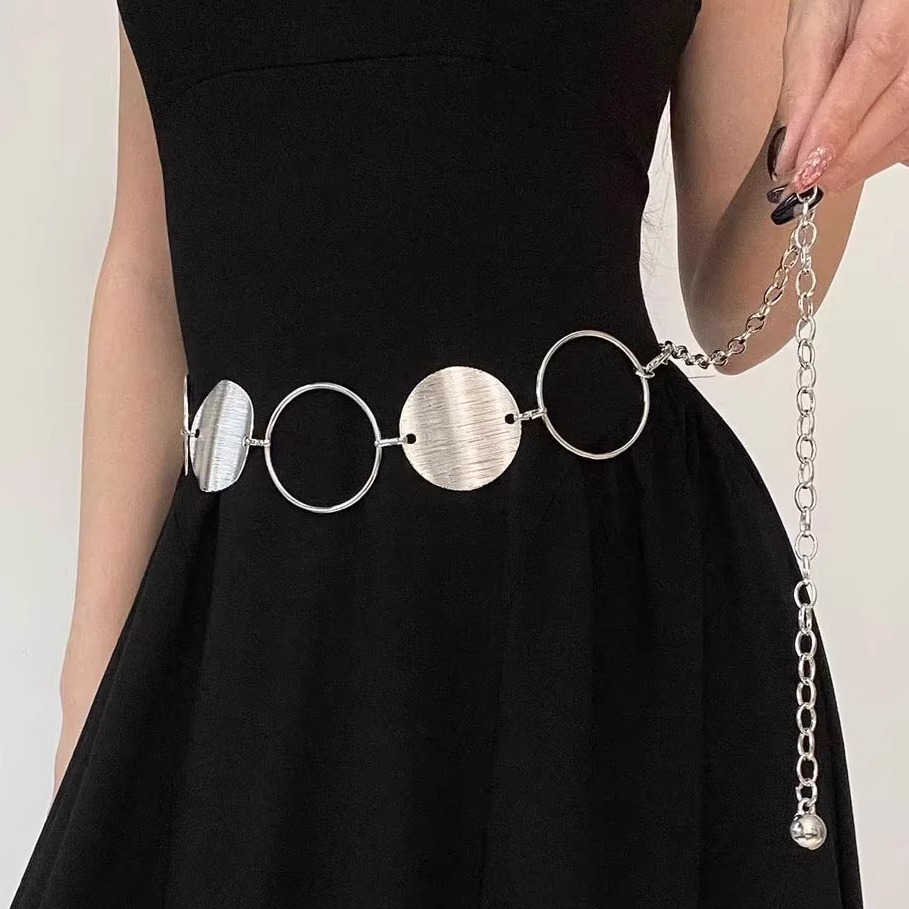 冷淡风金属链条圆圈圆环腰链女