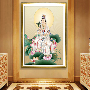 满绣十字绣线绣观音菩萨手工非成品客厅玄关观世音新款钻石画满钻