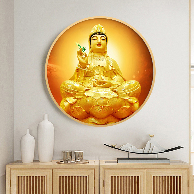 钻石画新款净水观音菩萨金身观世音贴钻十字绣钻石绣满钻圆形小幅