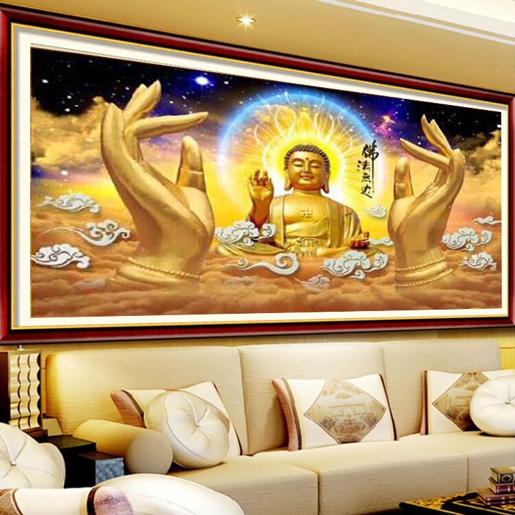 钻石画黄金佛法无边大日如来金佛手贴钻十字绣圆钻方钻满贴钻石绣