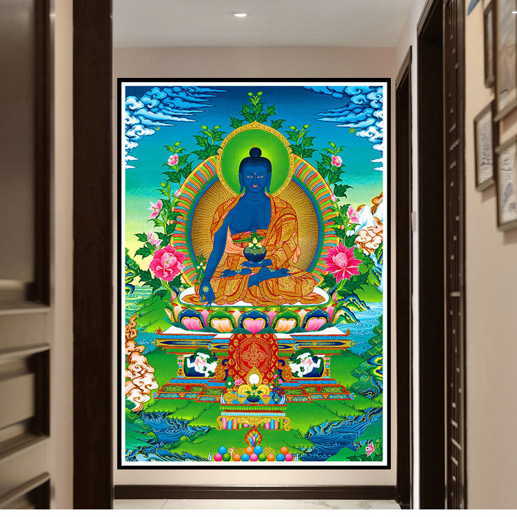 药师佛圆钻十字绣钻石画