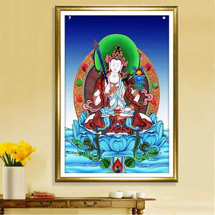 印花十字绣线绣新款虚空藏菩萨钻石画客厅满钻玄关非成品5d