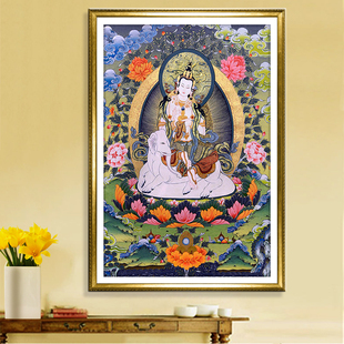 满绣十字绣线绣满钻普贤菩萨手工非成品客厅玄关唐卡新款钻石画5d