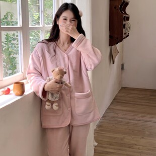 月子服产后孕晚期家居服加绒保暖 冬季 哺乳孕妇睡衣秋冬款 2024新款