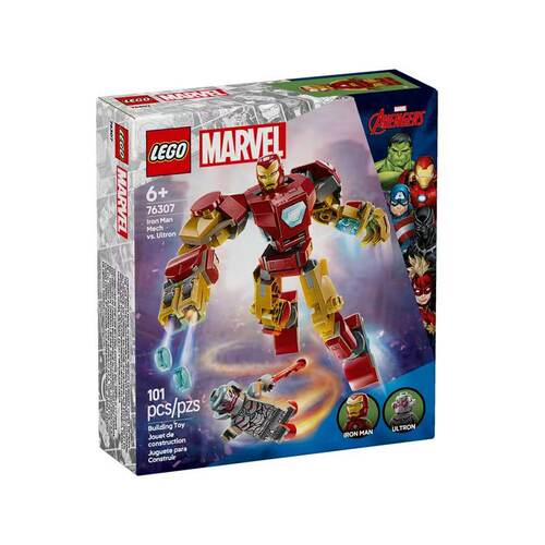 LEGO乐高积木超级英雄系列76307钢铁侠机甲大战奥创男孩拼装玩具