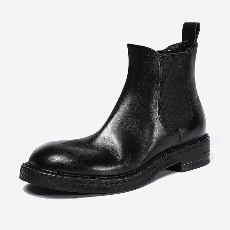 2025秋冬新复古切尔西短靴弹力烟筒厚底女靴23D18B-01