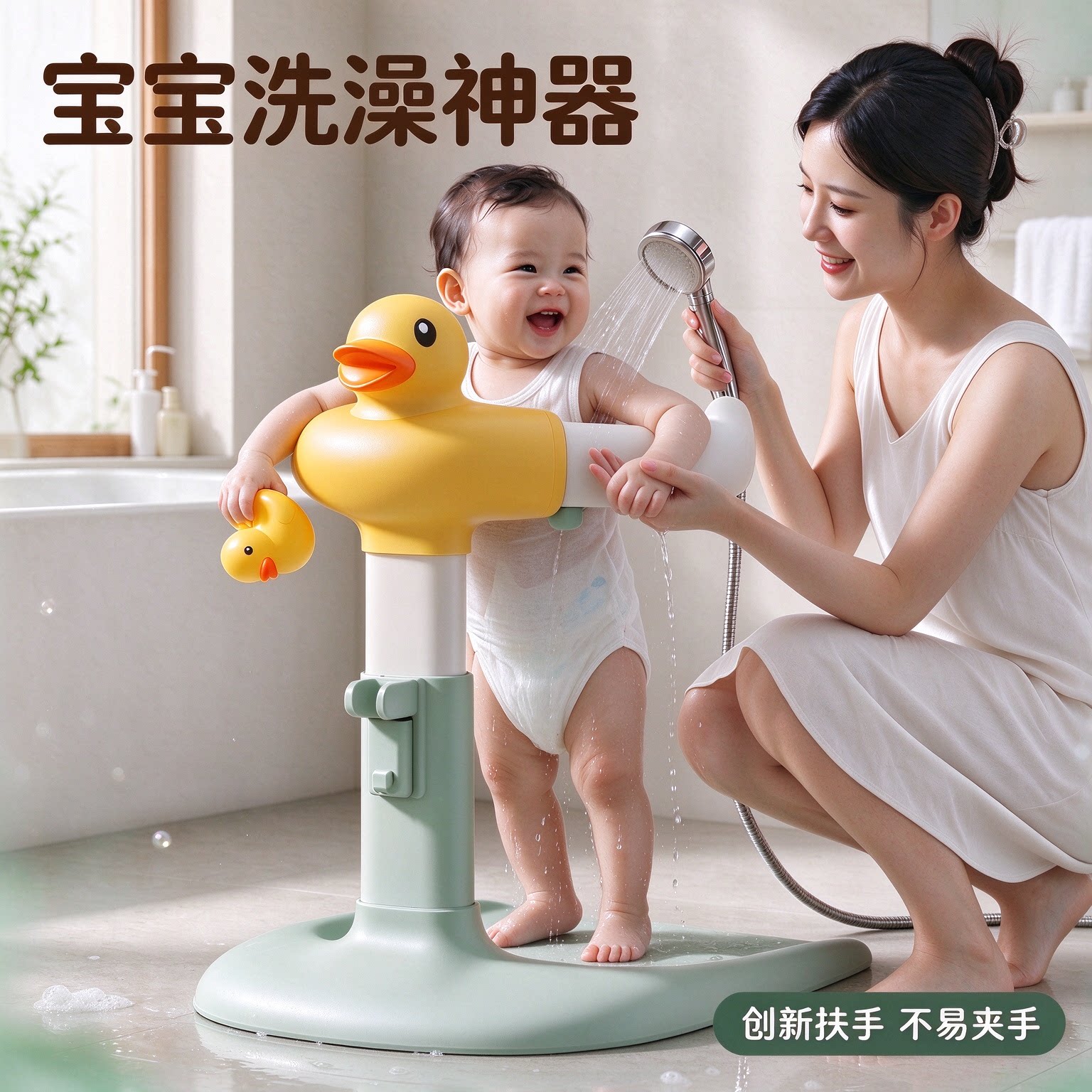 婴儿宝宝站立洗澡神器防滑支架