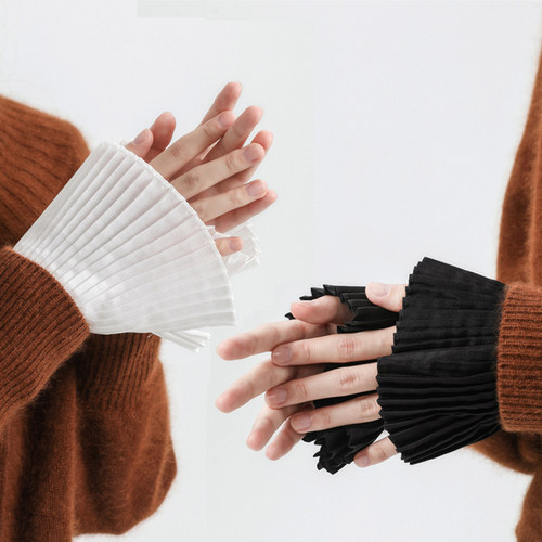 复古风琴褶百褶装饰假袖子女