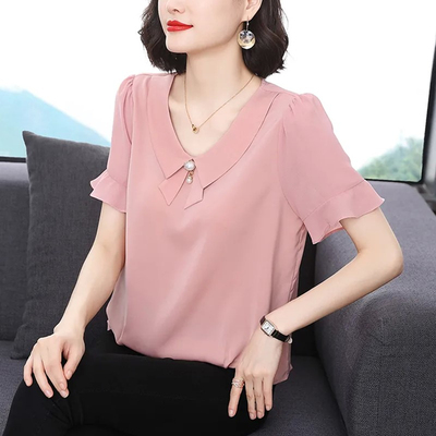 新款洋气减龄气质妈妈短袖上衣