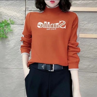 洋气打底衫 字母镶钻卫衣女装 小个子宽松上衣时尚 新款 t恤2025春季