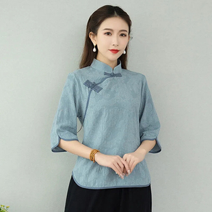汉服女中国风套装复古改良文艺学生装民国风女装唐装禅意茶艺服