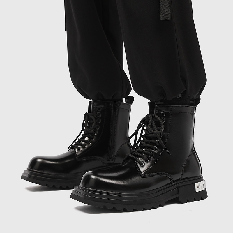 ins马丁靴男英伦风拉链高帮工装靴增高机车皮靴B253-9573-P115，男鞋马丁靴，星座814A（原电商B253）