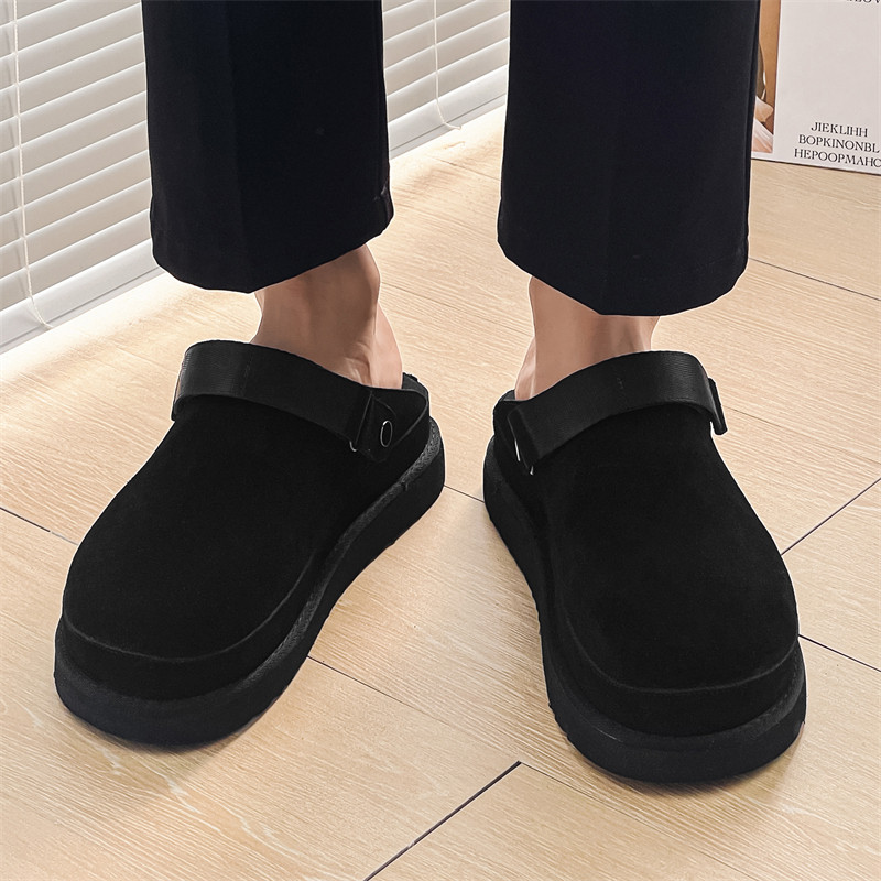 夏款真皮包头勃肯半拖鞋男女厚底复古两穿一字半拖凉鞋9508-P130,男鞋拖鞋,星座814A（原电商B253）
