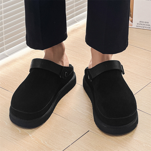 夏款真皮包头勃肯半拖鞋男女厚底复古两穿一字半拖凉鞋9508-P130图片