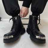 高级感情侣马丁靴男小众通勤铁头侧拉链机车皮靴-B253-9029-P110，男鞋马丁靴，星座814A（原电商B253）