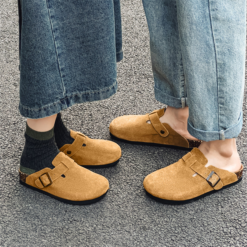 2024勃肯鞋男女透气户外防滑情侣厚底真皮半拖鞋YD9061-P120，男鞋拖鞋，星座814A（原电商B253）