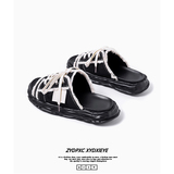 小众高级感帆布拖鞋男透气一字拖溶解乞丐凉拖鞋B253-T888-P100，男鞋拖鞋，星座814A（原电商B253）