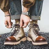 阿美咔叽美式工装靴男复古户外靴英伦短靴马丁靴B253-9079-P125，男鞋马丁靴，星座814A（原电商B253）