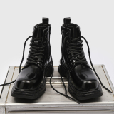 ins马丁靴男英伦风拉链高帮工装靴增高机车皮靴B253-9573-P115，男鞋马丁靴，星座814A（原电商B253）