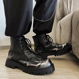 小众设计火焰靴子潮男ins马丁靴厚底户外高帮短靴B253-8519-P120，男鞋马丁靴，星座814A（原电商B253）