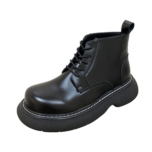ins网红厚底马丁靴男复古日系大头机车皮靴--B253-5220-P115图片