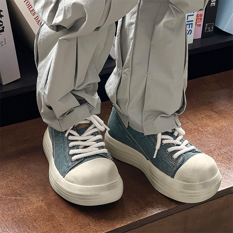 美式复古增高大头帆布鞋男2024夏季脏脏鞋情侣厚底板鞋93233-P115,男鞋休闲鞋,星座814A（原电商B253）