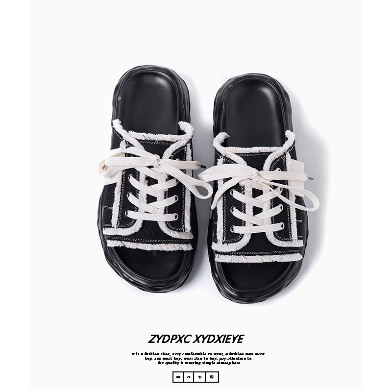 小众高级感帆布拖鞋男透气一字拖溶解乞丐凉拖鞋B253-T888-P100，男鞋拖鞋，星座814A（原电商B253）