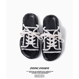 小众高级感帆布拖鞋男透气一字拖溶解乞丐凉拖鞋B253-T888-P100，男鞋拖鞋，星座814A（原电商B253）