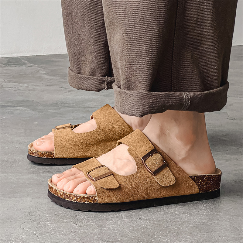 勃肯鞋男真皮软木凉拖鞋2024夏季情侣外穿休闲沙滩鞋YD9500-P120，男鞋拖鞋，星座814A（原电商B253）