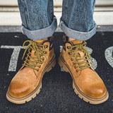 美式复古真皮马丁靴男厚底百搭工装短靴大黄靴B253-8162-P135，男鞋马丁靴，星座814A（原电商B253）
