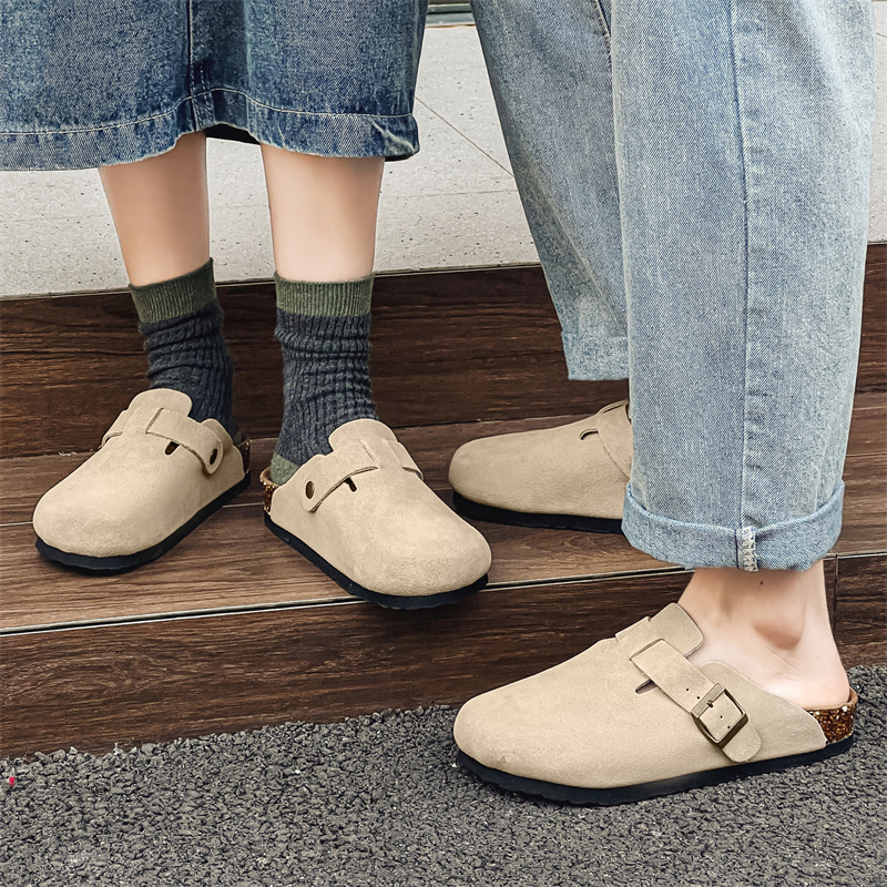 2024勃肯鞋男女透气户外防滑情侣厚底真皮半拖鞋YD9061-P120，男鞋拖鞋，星座814A（原电商B253）