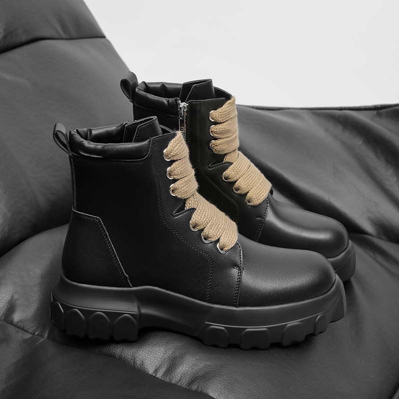 马丁靴男侧拉链英伦朋克复古骑行机车靴B253-9261-P110，男鞋马丁靴，星座814A（原电商B253）