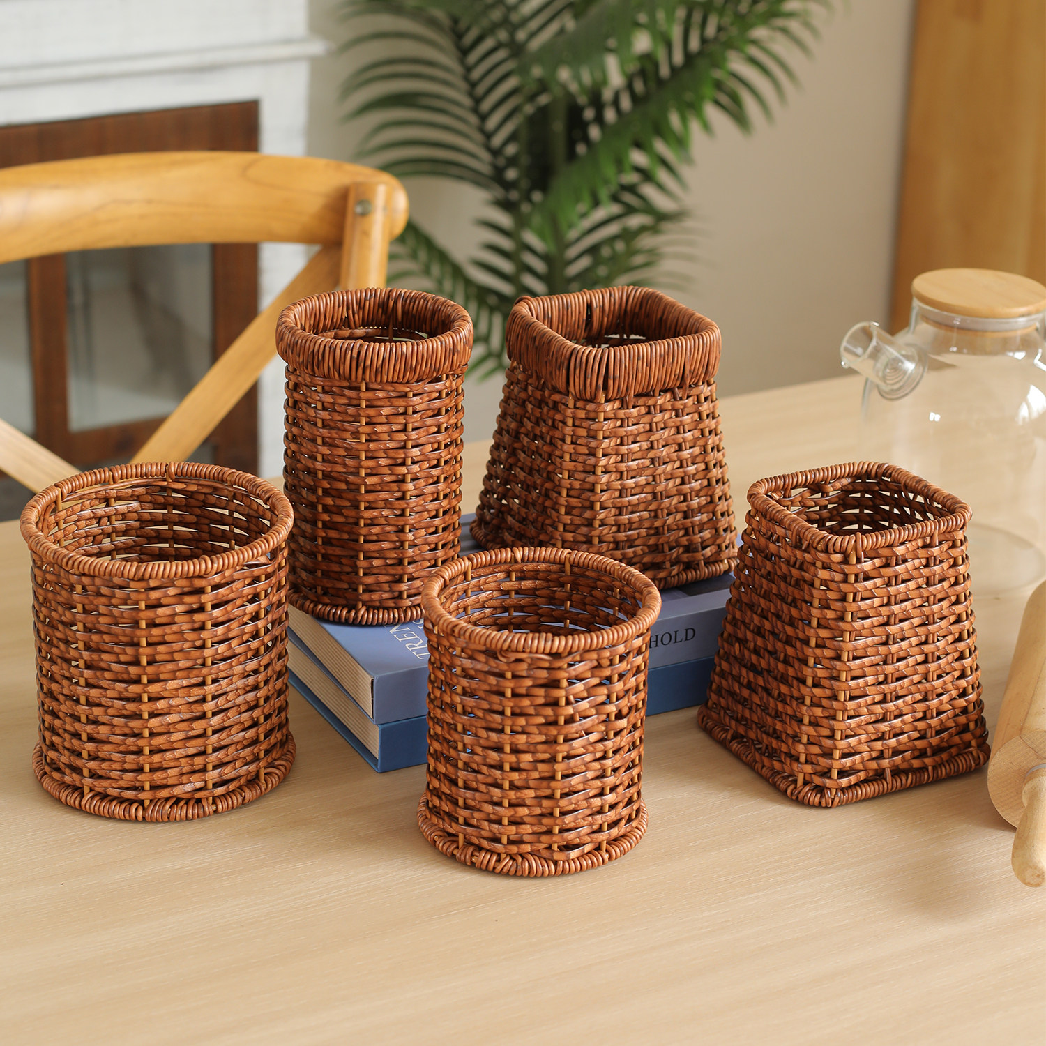 仿藤编织餐具笼架筷子筒架刀叉勺沥水篮西餐厅家用厨房餐具收纳盒,餐饮具,餐具笼/架,淘宝优惠券,粉丝福利购,淘宝优惠卷