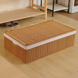 床底收纳箱家用扁平抽屉式衣服被子床下储物箱仿藤编整理箱长方形