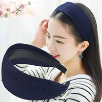 Mặt rộng có răng không trơn trượt headband kẹp tóc màu rắn Hàn Quốc vải đơn giản tính khí hoang dã rửa bangs headband - Phụ kiện tóc kẹp tóc