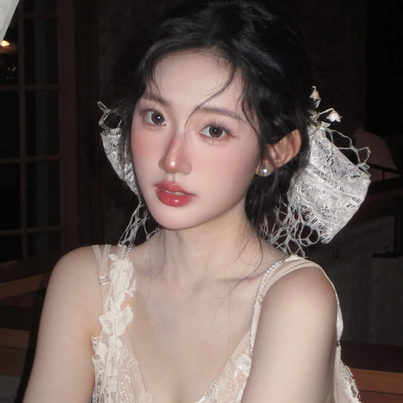 法式蕾丝蝴蝶结发夹头纱优雅发饰女超仙高级感新娘婚礼婚纱配饰