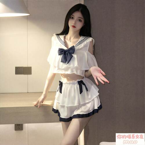 猫！学院柔光*春夏季大码女装胖mm学院风性感睡衣纯欲JK制服超短