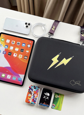 黑色潮男款适用于12.9寸ipadpro平板电脑简约收纳包 整理防摔软壳