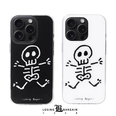 【Losing Bargain】原创简约小骷髅黑白苹果iPhone16Pro手机壳