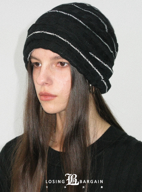 【Losing Bargain】条纹肌理感褶皱毛线帽氛围感百搭基础冷帽男女
