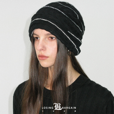 【Losing Bargain】条纹肌理感褶皱毛线帽氛围感百搭基础冷帽男女